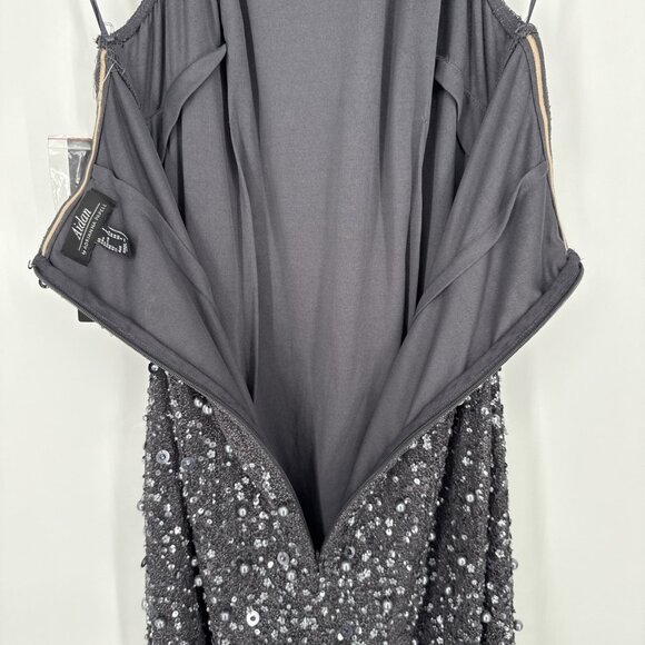 Aidan Adrianna Papell Size 2 Gray Beaded Sequin Halter Cocktail Dress Homecoming - Picture 10 of 12